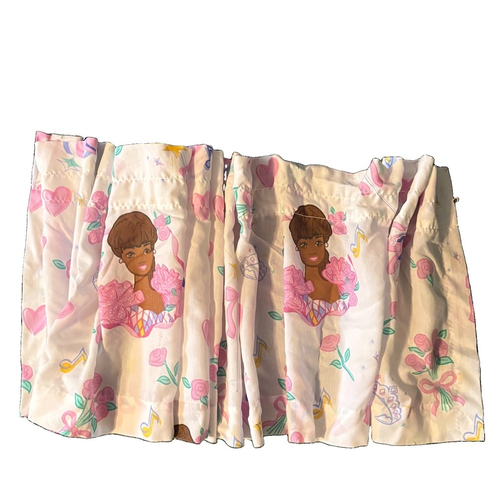 VTG Barbie Curtain Panel 16" X 84" African American Barbie Y2K Excellent Rare